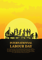 Construction vector background, Worker in a building site, Labour day background.