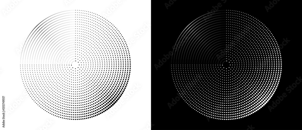 Poster modern abstract background. halftone dots in circle form. spiral logo, icon or design element. black