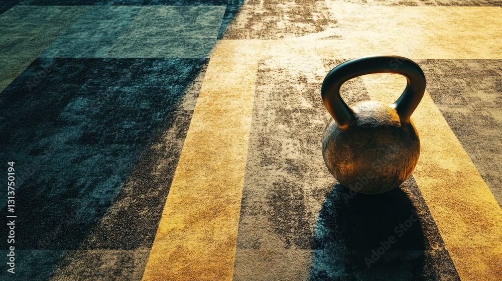 Aufkleber kettlebell positioned within gym space enhancing workout ambience with soft lighting contrasts gener