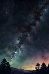 Fototapeta premium Milky way across the sky in watercolor style