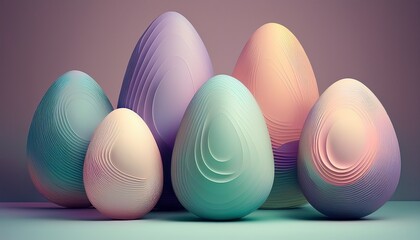 Abstract Easter. Easter eggs as irregular, organic shapes in pastel gradients. Modern, artistic, unique design