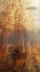 A weathered wooden surface with rich brown tones and visible grain, showcasing a rustic and aged natural texture