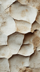 Cracked and layered stone surface in earthy beige and brown tones, displaying a weathered and rugged texture, ideal for natural and rustic backgrounds