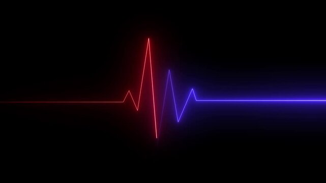 Neon heartbeat pulse rate signal icon animation. Glowing neon heartbeat ,ecg diagram.