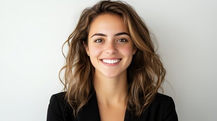 Naklejka premium Smiling Woman Portrait With Curly Hair