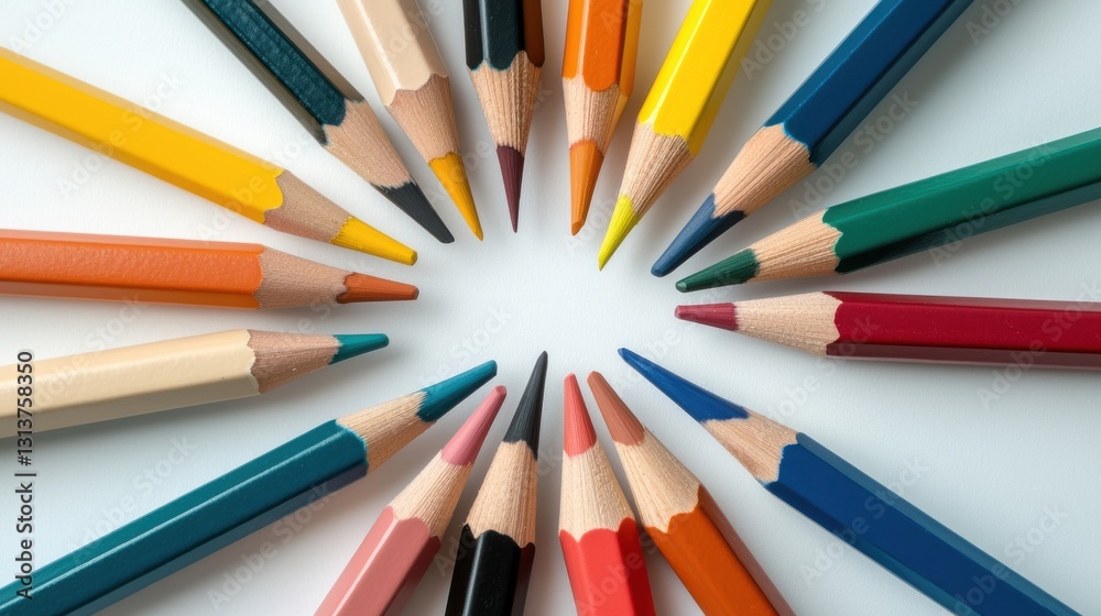 Aufkleber a row of pencils with different colors and sizes