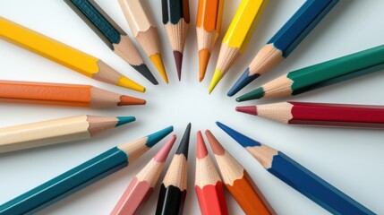Fototapeta premium A row of pencils with different colors and sizes