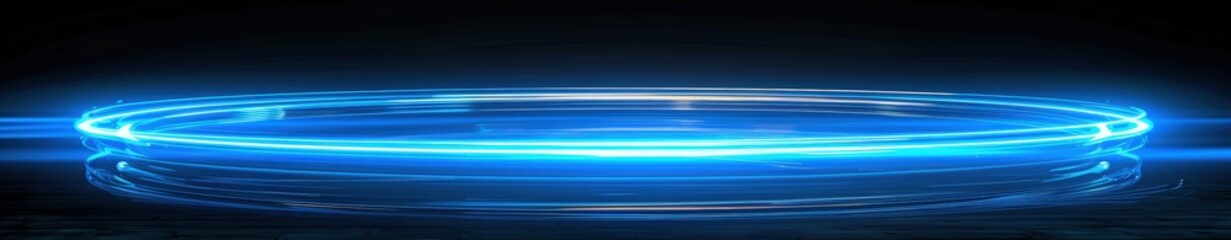 Vibrant blue neon glowing circular light