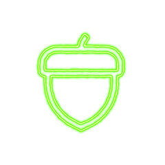 Obraz premium Icon acorn from the flow of energy of green color. Shimmering neon
