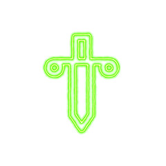 Icon dagger from the flow of energy of green color. Shimmering neon