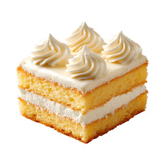 Classic Vanilla Sponge Cake with White Frosting Isolated on Transparent Background