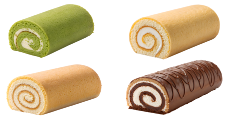 set of swiss rolls isolated on white background