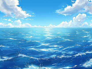 Vibrant blue ocean under a clear sky