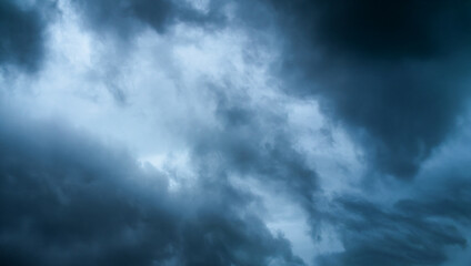 Storm cloud sky dark black background, cloudy rain heaven thunderstorm dramatic grey day.