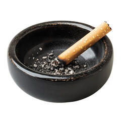 cigarette in a black ashtray