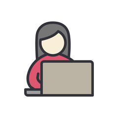 Accountant colored icons, minimalist vector illustration ,simple transparent graphic element .Isolated on white background