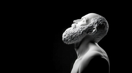 Fototapeta premium Artistic sculpture depicting a thoughtful man in deep contemplation.