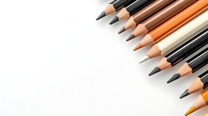 Naklejka premium Sharpened Colored Pencils on White Background