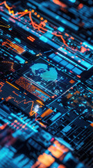Obraz premium Digital Data Flow: An abstract representation of data flow on a circuit board. Capturing the essence of connectivity and information processing