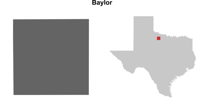 Baylor County (Texas) blank outline map set