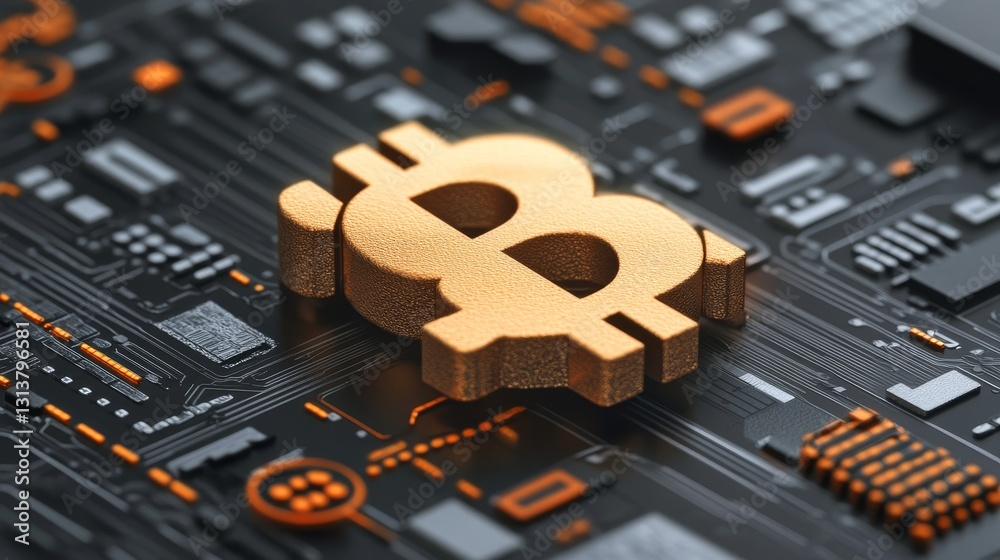 Poster cryptocurrency hardware abstraction bitcoin digital ledger blockchain technology financial market an