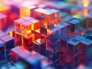 Obraz premium A detailed view of multiple cubes sitting on a flat surface