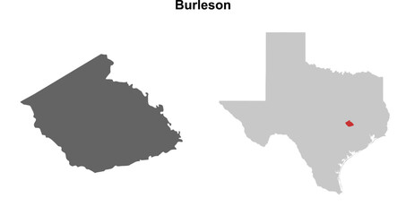 Fototapeta premium Burleson County (Texas) blank outline map set