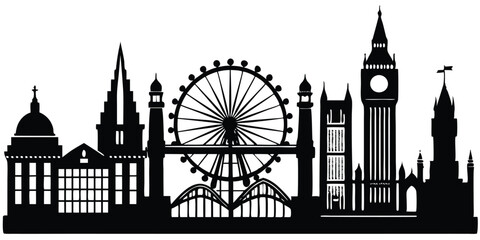 Obraz premium London City skyline black and white silhouette