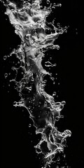 Obraz premium Dynamic water flow with bubbles on a dark background