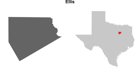 Ellis County (Texas) blank outline map set