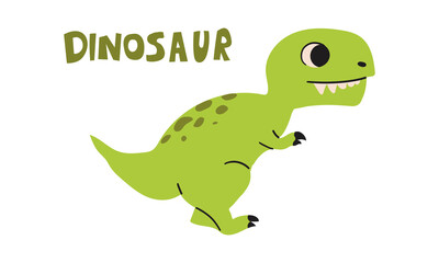 Little Dino. Hatched Little Dinosaur Baby, Child, Kid. Tirannosaur Tirex, Dinosaur . Cartoon T-Rex. Vector Cute and Funny Cartoon Hand Drawn Dinosaur, Children s Illustration, Print for Kids, Card