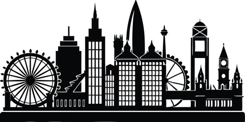 Fototapeta premium Shilhouette of London city skyline landscape design illustration