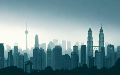 Obraz premium Kuala Lumpur City silhouette illustration, part 2 