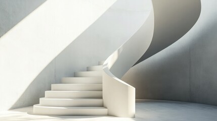 Fototapeta premium Modern Minimalist White Staircase
