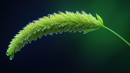 Fototapeta premium A close-up of a vibrant green plant with droplets of water, showcasing the beauty of nature and freshness.