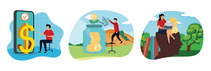 Investment money in self development. Financial growth concepts. Financial literacy concept.