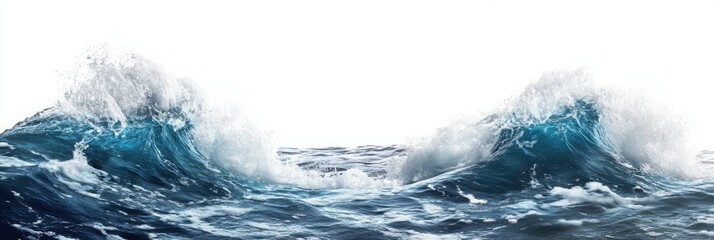 Crashing ocean waves with white background