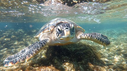 Fototapeta premium Sea Turtle Underwater Coral Reef Wildlife Nature Photography