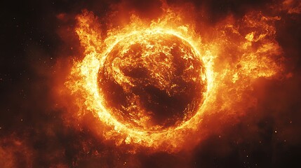 Fototapeta premium A globe in bright flames illustrating the urgent need to address global environmental issues