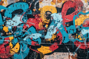 Obraz premium Vibrant graffiti art on urban wall showcasing colorful abstract patterns