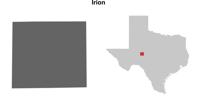 Irion County (Texas) blank outline map set