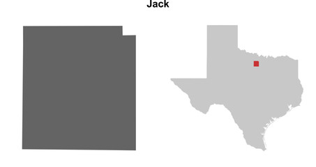 Jack County (Texas) blank outline map set © David Zydd