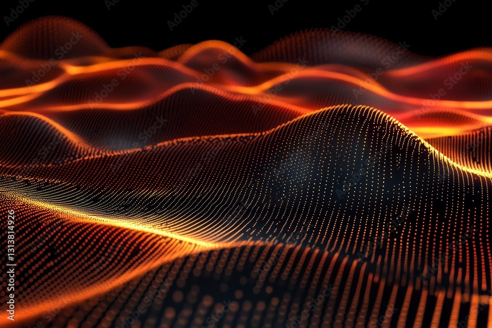Poster this mesmerizing abstract image showcases flowing wave patterns in orange and black, creating a dyna