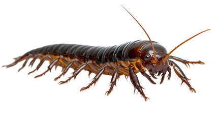 Fototapeta premium Side View of Centipede Transparent PNG on White