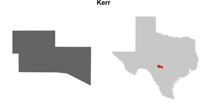 Kerr County (Texas) blank outline map set