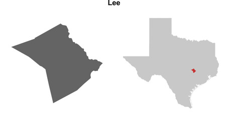Lee County (Texas) blank outline map set