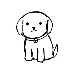 Sketch of cute puppy , puppy line art on white background, puppy outline black and white 