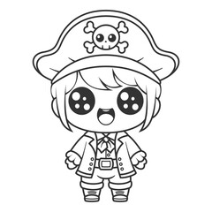 Beautiful girl becomes a pirate, for coloring