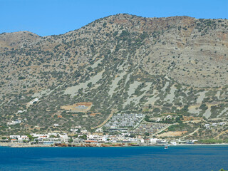 08.07.2024, Elounda, Crete, Greece: View of the port and city on island of Crete