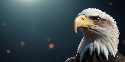 Fototapeta premium Majestic Eagle American flag waving in the breeze, USA, American Independence Day, 4th of July